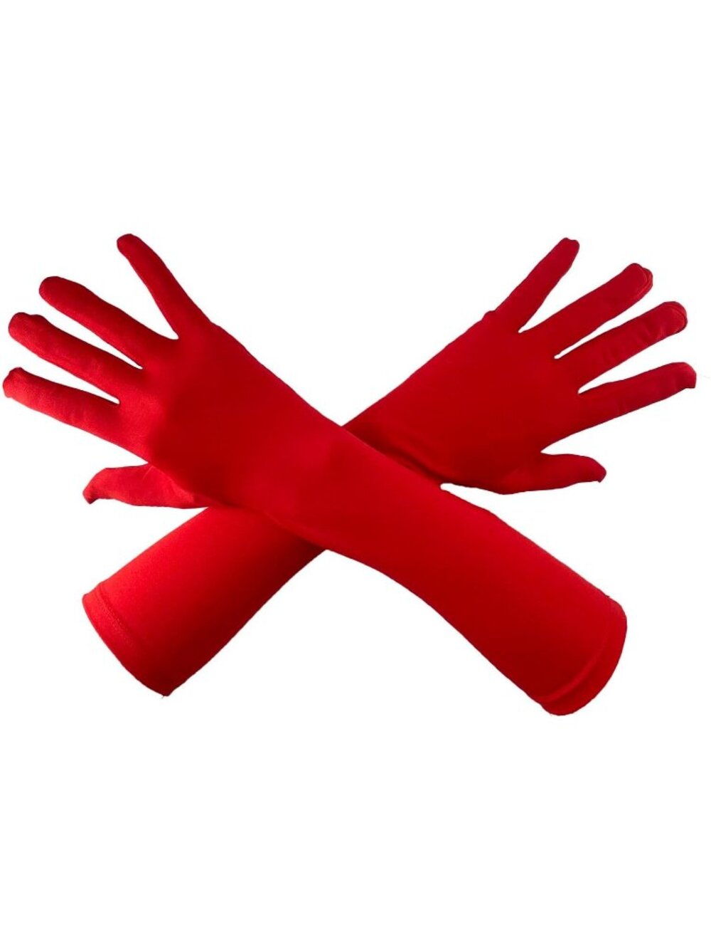 Men's And Women's Red 15'' Elbow Length 20s Stretchy Cosplay Costume Gloves